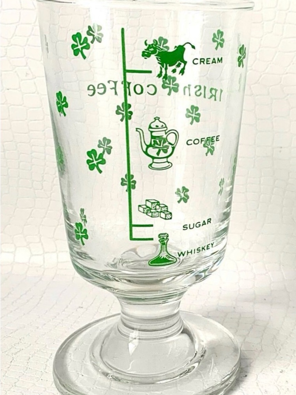 Vintage Mid-century Irish Coffee Recipe Pedestal Glasses - Set of 5